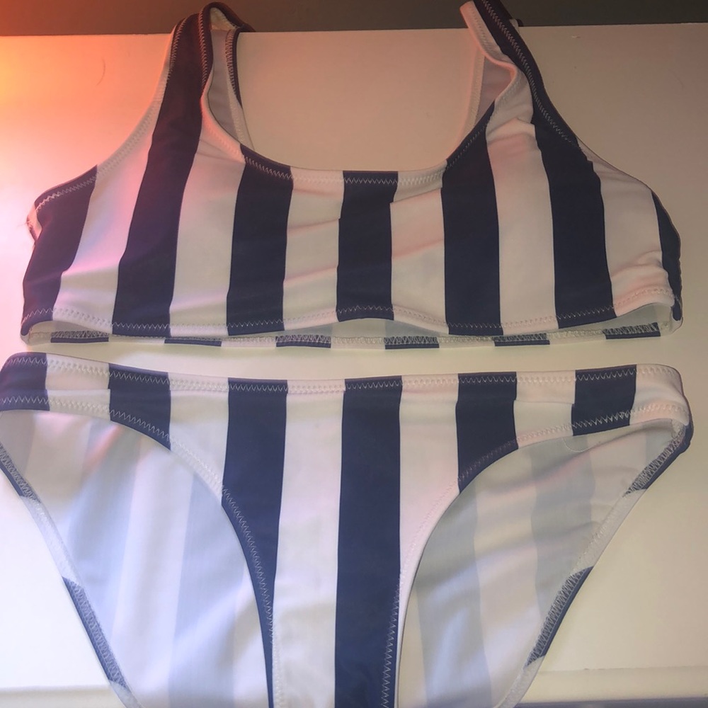 Stripped shein bikini top and bottom